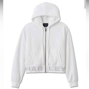 Harley-Davidson Women's H-D Cropped Full Zip Hoodie, White - Size Medium